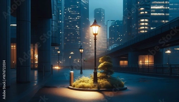 Obraz A Lamp Post illuminating a small patch of ground