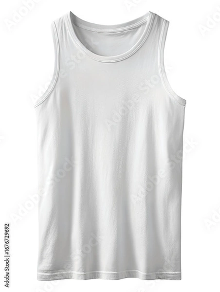 Fototapeta A sleeveless cotton shirt with neat finish and plain design, laid flat and centered, isolated on transparent background.
