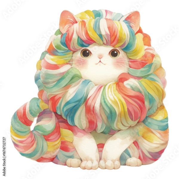 Obraz Colorful cat illustration creative art vibrant studio whimsical environment playful viewpoint fantasy concept