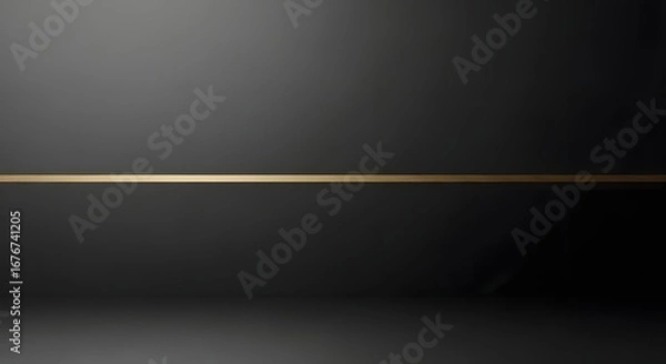 Fototapeta Luxury black and gold abstract background with glowing lines