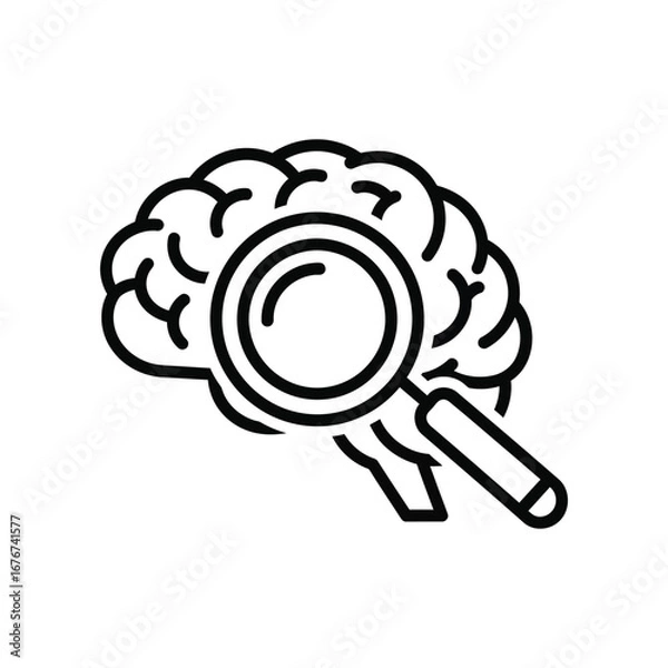 Fototapeta Brain Inquiry: An illustrative depiction of a human brain, intersected by a magnifying glass