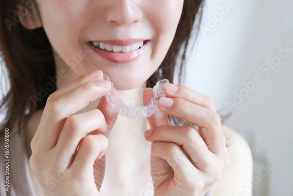 Fototapeta マウスピースをつける女性
