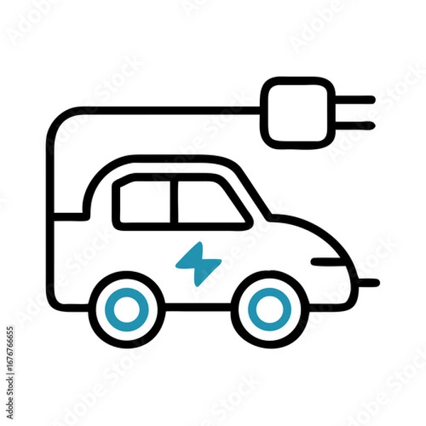 Obraz Plug-in electric vehicle eco charging vector illustration
