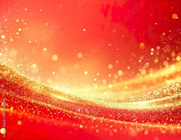 Obraz Abstract Durga Puja Festival Background with Golden Aura and Red Gradient