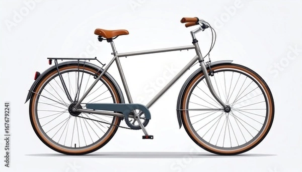 Fototapeta A minimalist vector style illustration of a bicycle in flat design isolated on a plain white background
