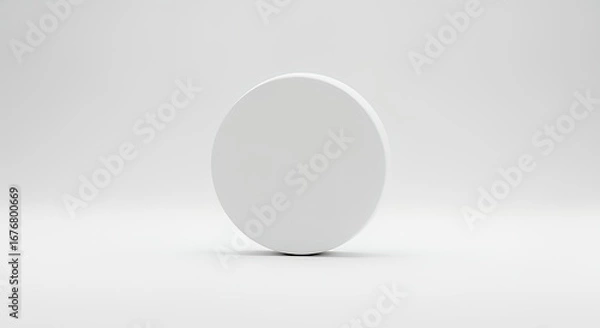 Obraz Minimalist White Circular Object on White Background for Product Display and Design