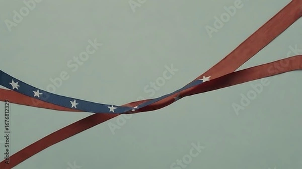 Fototapeta Clean poster layout featuring ribbon accents and faded flag motifs