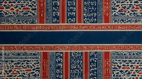 Fototapeta Traditional Korean decorative border with patriotic theme and symmetry