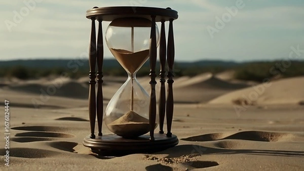 Fototapeta Time running out in radioactive hourglass of doom