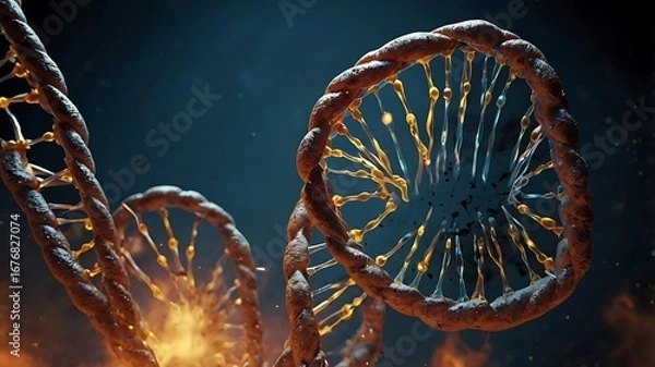 Fototapeta Visual abstraction of DNA damage under intense radiation exposure