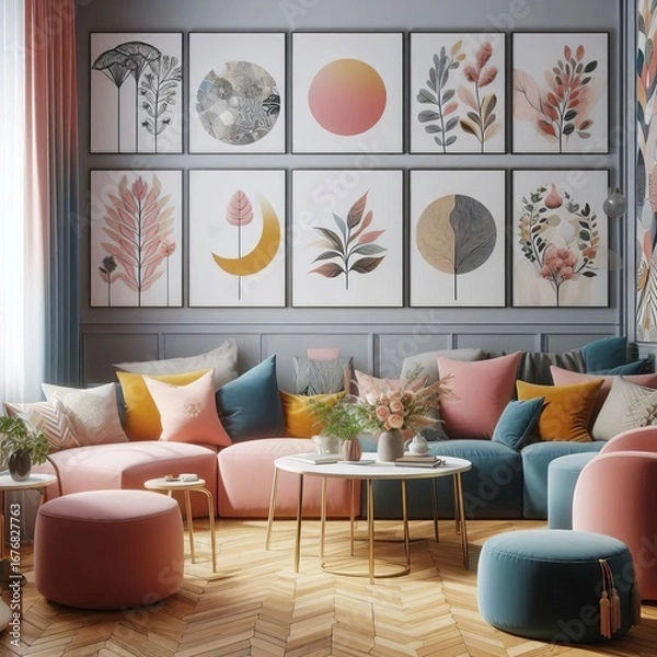 Fototapeta Vibrant wall art flexible seating