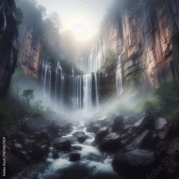 Fototapeta Wide Waterfall with Softened Edges