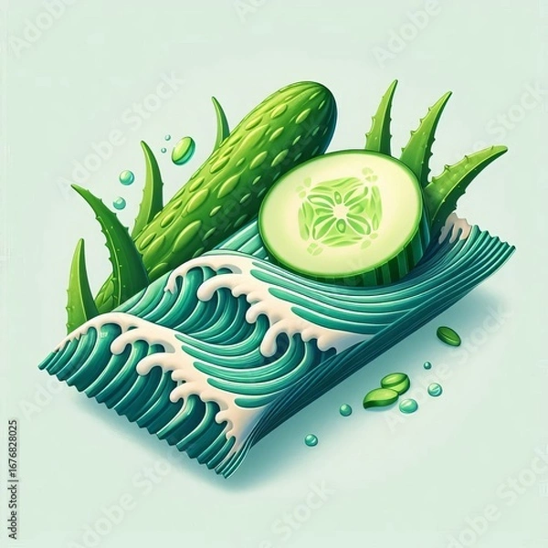 Fototapeta and cucumber waveprinted wrappe