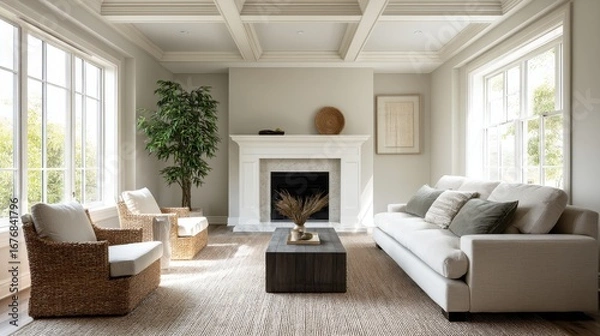 Obraz Serene Transitional Interior with Soft Lighting