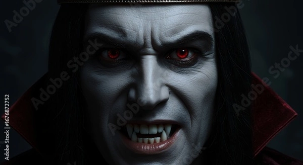 Fototapeta Intense vampire face closeup image