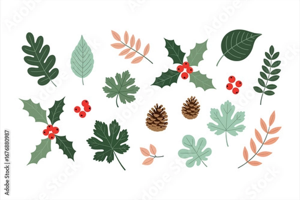 Obraz Vector Collection of Winter Plant Elements