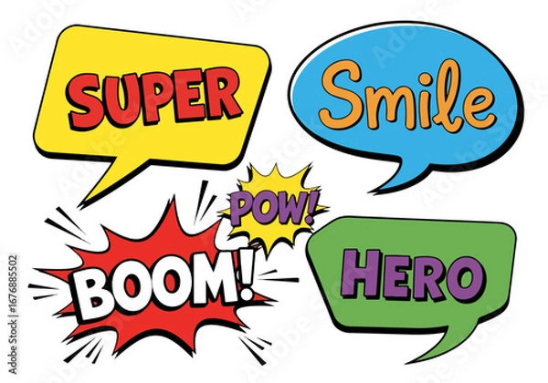 Fototapeta Set of comic speech bubbles