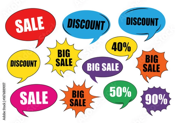 Fototapeta Offer speech bubble icons. Special offer tag. Sale sign. Advertising Discounts symbol. Special offer chat offer. Speech bubble discount banner. Text box balloon. Vector