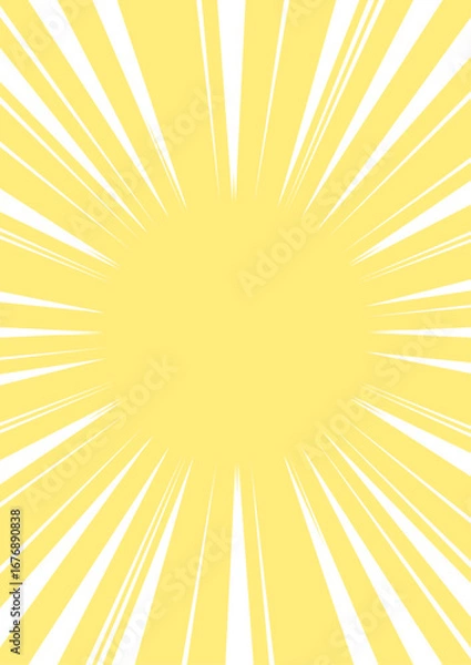 Obraz 縦の背景　中心があいた集中線　黄色