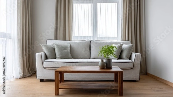 Obraz Basic living room setup with essential furniture