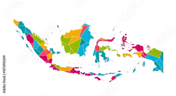 Fototapeta Colorful Geographical Map of Asia with Distinct Countries and Borders