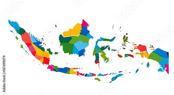 Obraz Colorful Geometric Map of Asia with Different Countries in Bright Colors