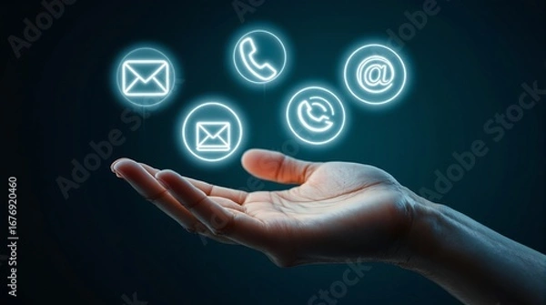 Fototapeta Contact us communication methods email phone support digital marketing customer service help line information 100