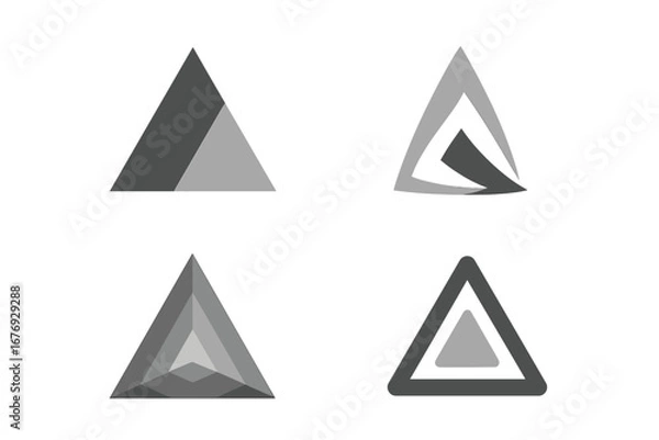 Fototapeta Set of abstract triangle grayscale logo designs. Vector collection for corporate identity. Modern geometric symbols for business, tech, or branding. Minimalist monochrome icons.