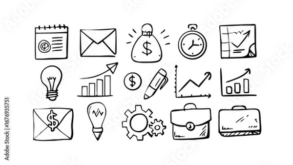 Fototapeta Upward Trend Arrow Doodle graph line