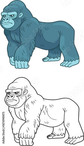 Obraz gorilla monkey, coloring page for kids