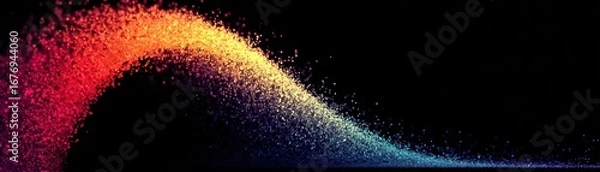 Fototapeta An abstract and vibrant explosion of multicolored powder creating a beautiful wave formation a dynamic splash of pigment dust particles in chaotic motion