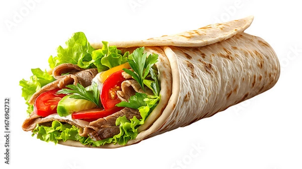 Fototapeta Döner Kebab Wrap, isolated on transparent background