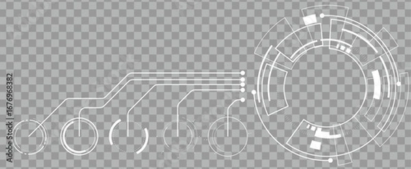 Fototapeta Futuristic circle infographic with tech lines, digital HUD vector interface