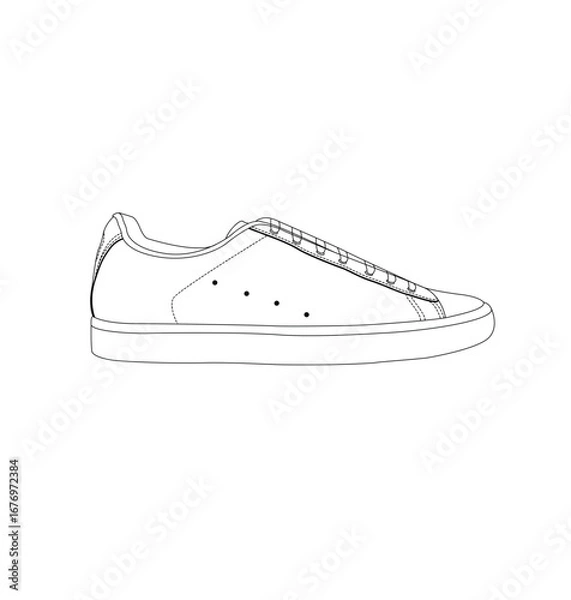Obraz Vector black sneaker line art stroke