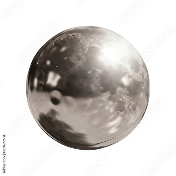 Obraz Isolated reflective chrome sphere with a metallic texture.