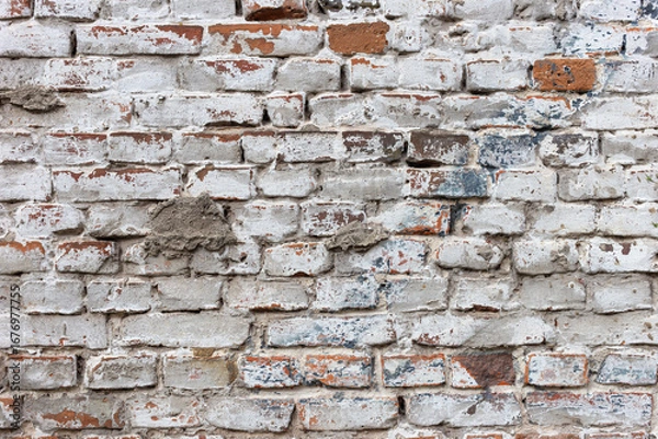 Obraz Background texture of a old white brick wall