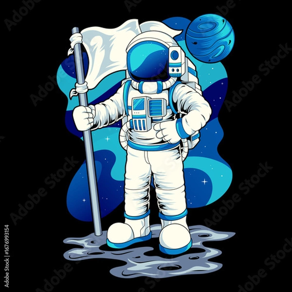 Obraz An astronaut holding a flag