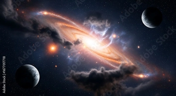 Fototapeta Cosmic Nebulae and Planets in Space.