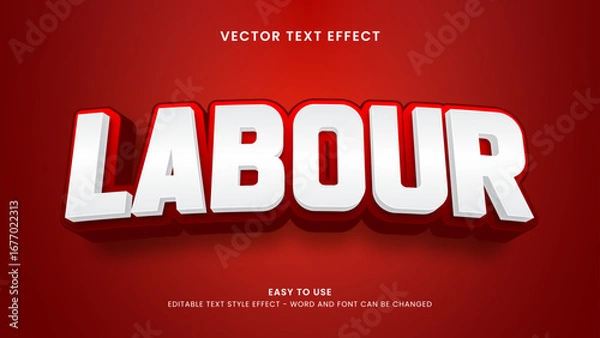 Fototapeta  editable text effect labour 3d style premium vector