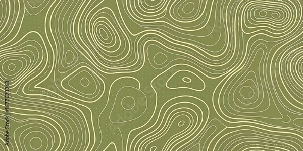 Fototapeta Abstract organic pattern of swirling lines and curves in earthy green and cream tones