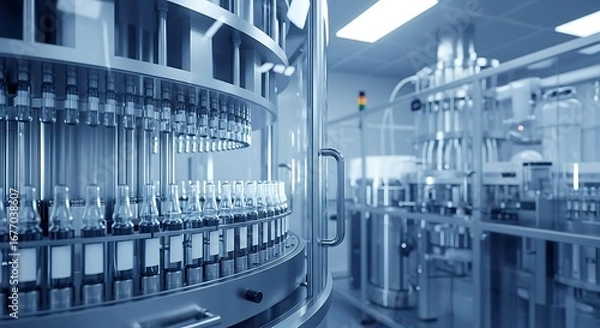 Fototapeta Modern Automated Beverage Bottling Plant.