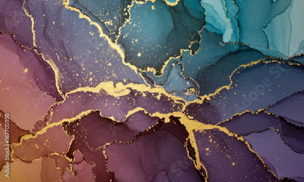 Obraz bstract Colorful Swirls with Gold Accents