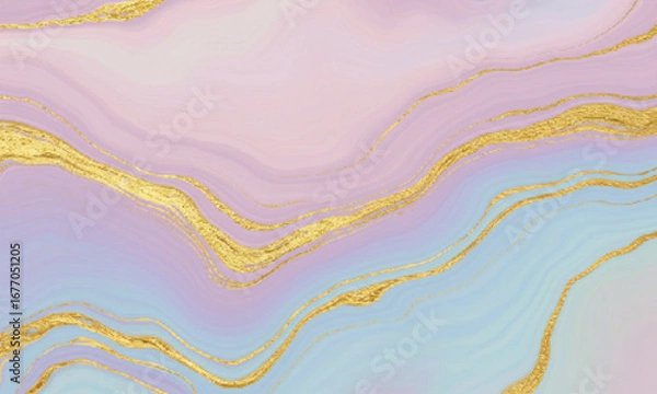 Obraz Elegant Marble with Gold Swirls