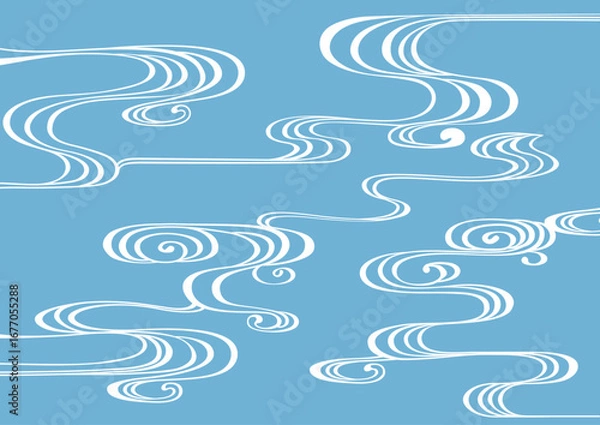 Obraz 伝統的な和柄の背景素材。日本の紋様素材。流水紋、流水、水。