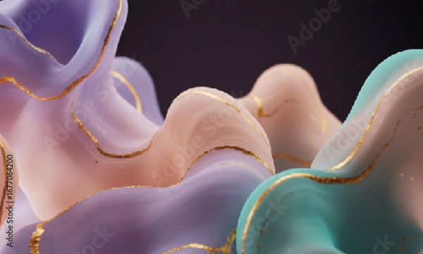 Obraz Gold and Pastel Colorful Swirls on Dark Background