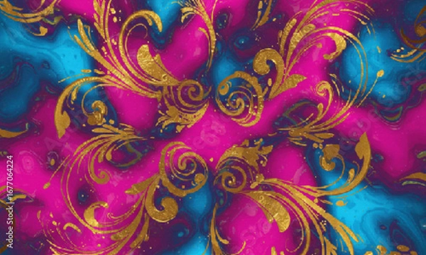 Obraz Bright Neon Colors with Gold Embellishments