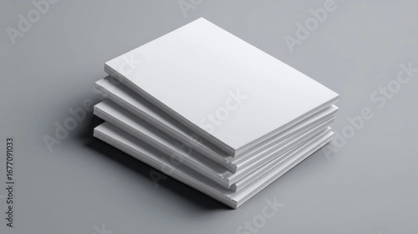 Fototapeta Stack of neatly folded white paper towels on a smooth gray , minimalistic and clean presentation