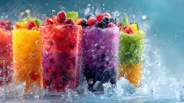 Fototapeta Colorful Fresh Fruit Juice Splash