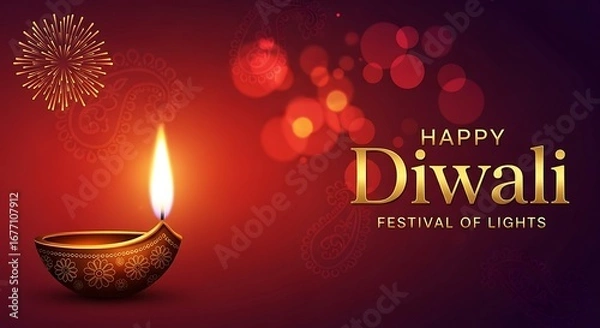 Fototapeta Diwali A Golden Glow of Celebration Illuminates the Night Sparking Joy and New Beginnings with Festive Lights and