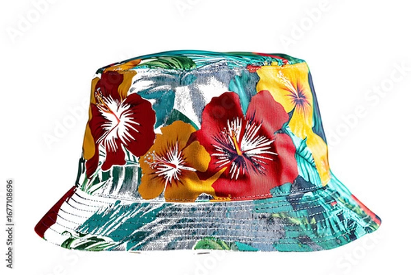 Fototapeta Tropical Hibiscus Flower Bucket Hat isolated on a transparent background image 1